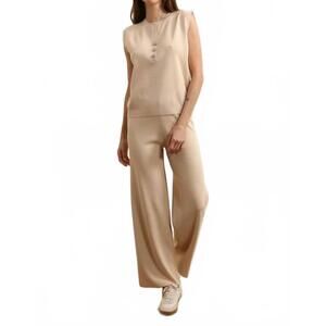 NEW J&H FASHION sleeveless sweater and flared pants in yellow